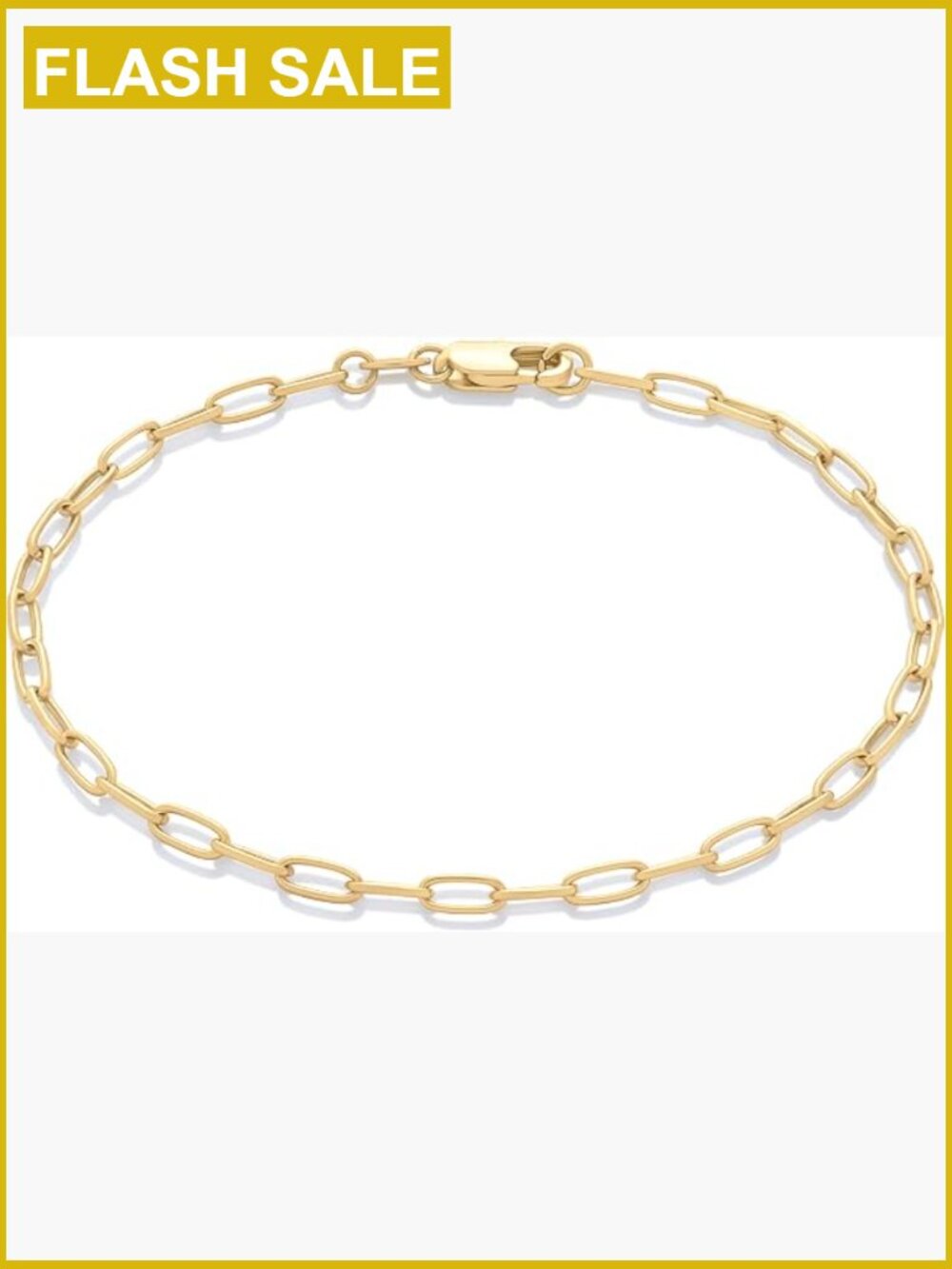 14K Gold Plated Paperclip Chain Bracelet 7.5" - Trendy Stackable Jewelry